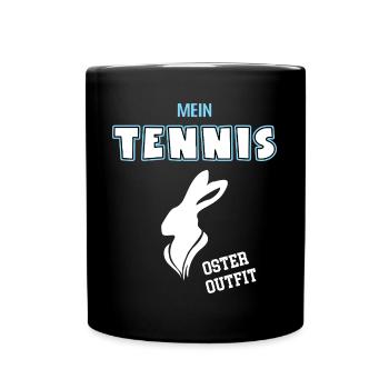 Tennis Oster Outfit Ostergeschenk Tennisspieler - Tasse einfarbig - Schwarz - Vorne