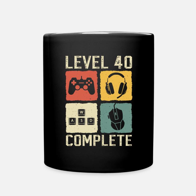 40. Geburtstag Level 40 Complete Gamer 40 Jahre - Tasse einfarbig - Schwarz