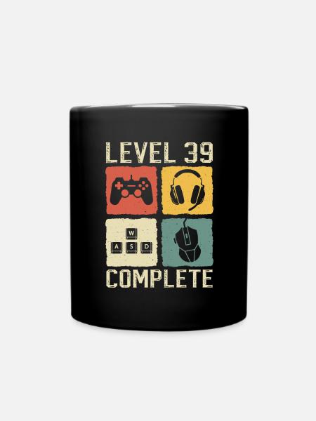 39. Geburtstag Level 39 Complete Gamer 39 Jahre - Tasse einfarbig - Schwarz