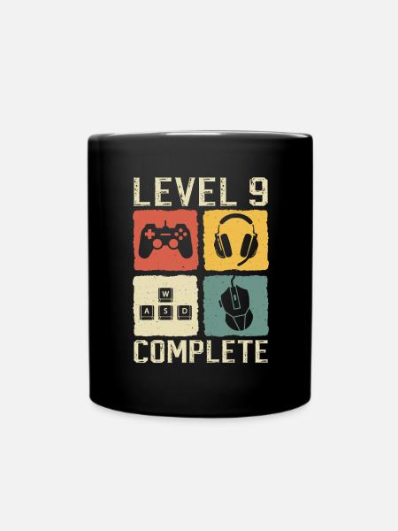 9. Geburtstag Level 9 Complete Gamer 9 Jahre - Tasse einfarbig - Schwarz