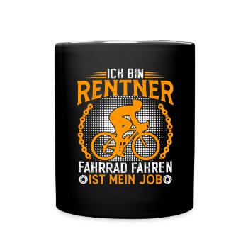 ich bin rentner fahrrad fahren ist mein job - Tasse einfarbig - Schwarz - Vorne