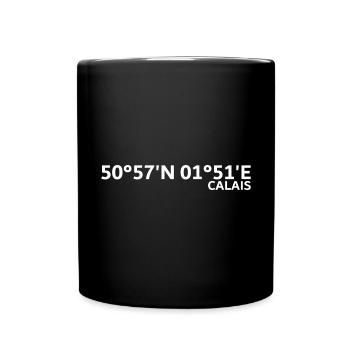 Calais Koordinaten - Tasse einfarbig - Schwarz - Vorne