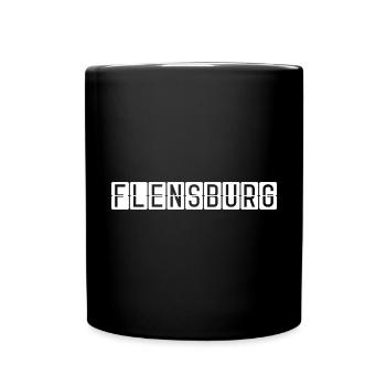 Flensburg Flughafentafel - Tasse einfarbig - Schwarz - Vorne