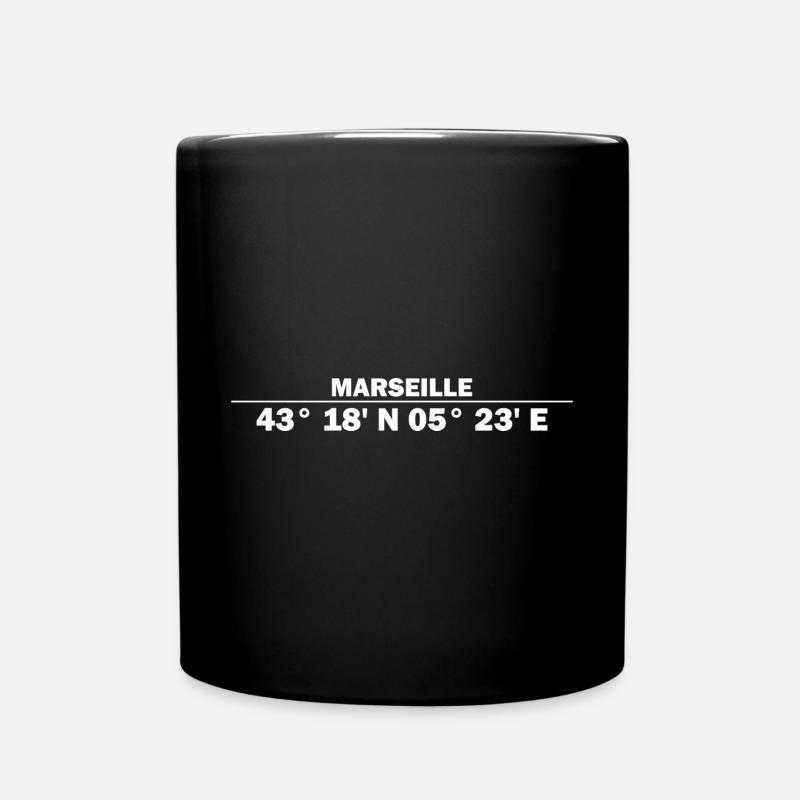 Marseille Koordinaten - Tasse einfarbig - Schwarz