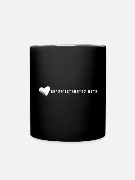 Mannheim Herz Koordinaten - Tasse einfarbig - Schwarz