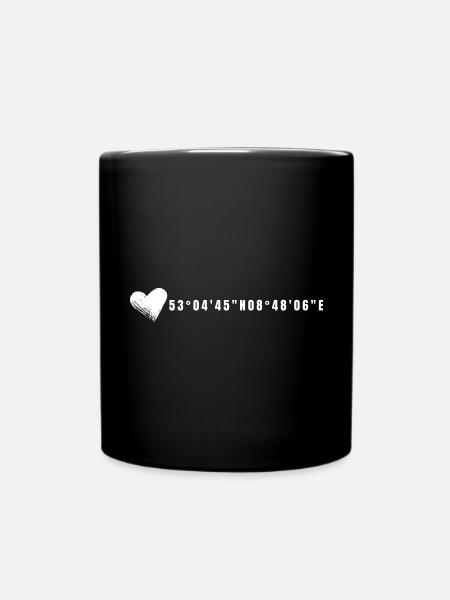 Bremen Herz Koordinaten - Tasse einfarbig - Schwarz