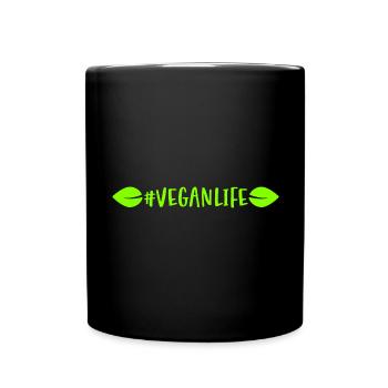 Hashtag Veganlife avec laisse une vie végétalienne - Mug uni - noir - Devant