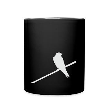 Schwalbe sur câble blanc - Mug uni - noir - Devant
