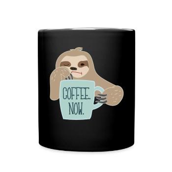 Faultier braucht Kaffee - Tasse einfarbig - Schwarz - Vorne