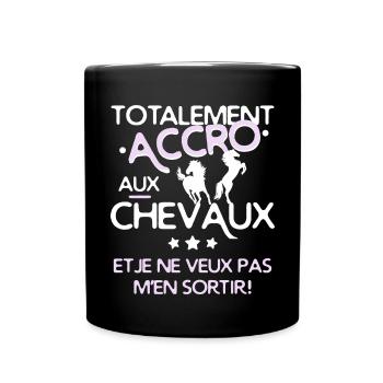 Accro aux chevaux - Mug uni - noir - Devant