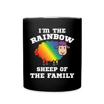 LGBT Gay Pride Lesbian Rainbow Sheep of the Family - Full Colour Mug - black - Front