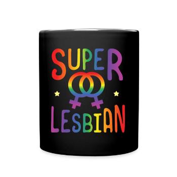 LGBT Gay Pride Lesbian Super Lesbian - Full Colour Mug - black - Front