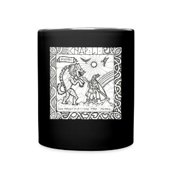 Le Dieu Odin contre le loup Fenrir - Mug uni - noir - Devant