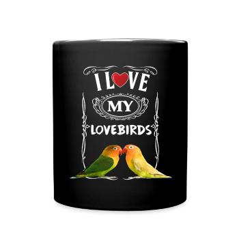 I LoveE My Lovebirds Agapornis Tshirt - Full Colour Mug - black - Front