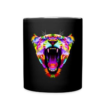 Tiger Raubtier Raubkatze Polygon Bunt Geschenk - Tasse einfarbig - Schwarz - Vorne