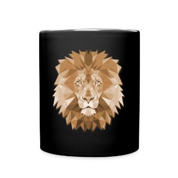 Löwenkopf polygonale abstrakte Farben Leo King Geschenk - Tasse einfarbig - Schwarz - Vorne
