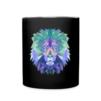 Löwenkopf polygonale abstrakte Farben Leo King Geschenk - Tasse einfarbig - Schwarz - Vorne
