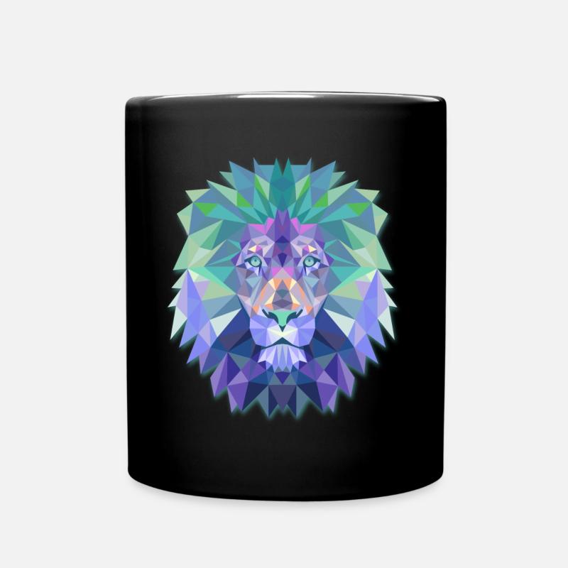 Löwenkopf polygonale abstrakte Farben Leo King Geschenk - Tasse einfarbig - Schwarz