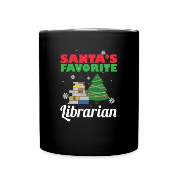 Santa's favorite librarian Christmas costume Lu - Full Colour Mug - black - Front