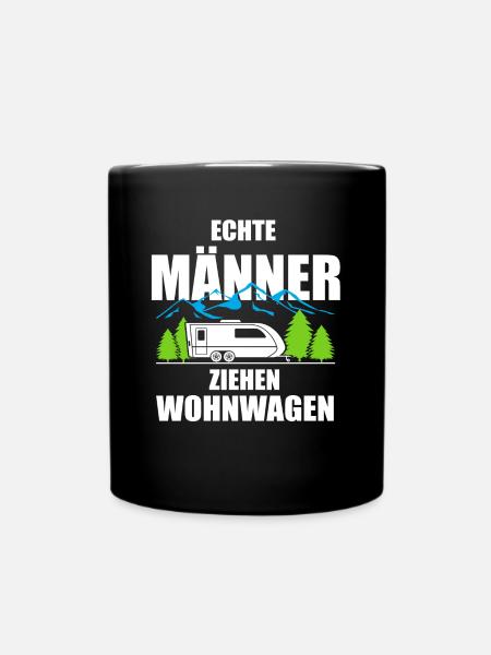 Camping Wohnwagen Männer ziehen Geschenk Camper - Tasse einfarbig - Schwarz