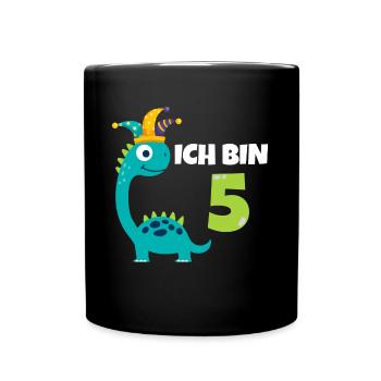 5. Geburtstag Dinosaurier 5 Jahre Jungen Geschenk - Tasse einfarbig - Schwarz - Vorne