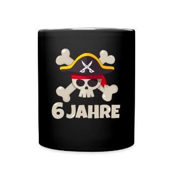 6e anniversaire pirate cadeau garçon 6 ans - Mug uni - noir - Devant