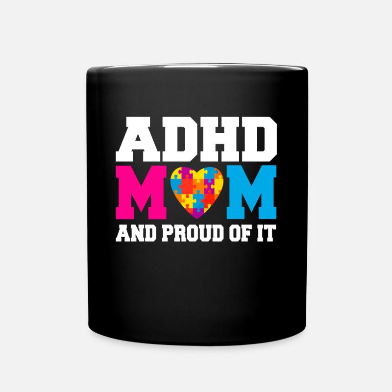 Stolze ADHS Autismus Mama Geschenkidee - Tasse einfarbig - Schwarz