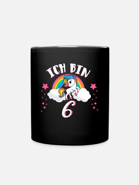 6. Geburtstag Einhorn 6 Jahre Mädchen Geschenk - Tasse einfarbig - Schwarz