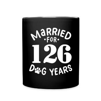 18. Hochzeitstag, verheiratet für 126 Hund - Tasse einfarbig - Schwarz - Vorne