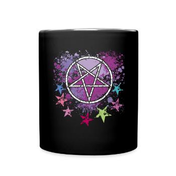 Pentagram with stars - Full Colour Mug - black - Front