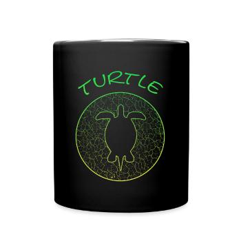 Turtle Schildkröte turtle Vintage - Tasse einfarbig - Schwarz - Vorne
