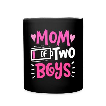 Maman de 2 garçons Batterie faible Drôle Fête des mères - Mug uni - noir - Devant
