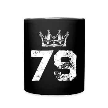 79 Zahl Krone - Tasse einfarbig - Schwarz - Vorne