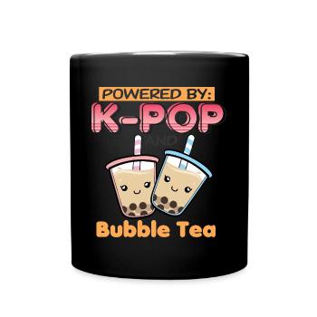 Powered by K-Pop und Bubble Tea - Tasse einfarbig - Schwarz - Vorne