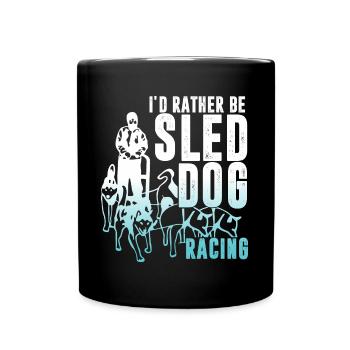 Schlittenhunde und Schlitten fahren - Tasse einfarbig - Schwarz - Vorne