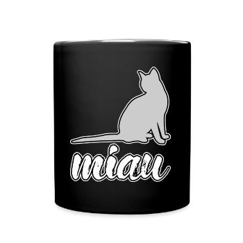 Katze miau - Tasse einfarbig - Schwarz - Vorne