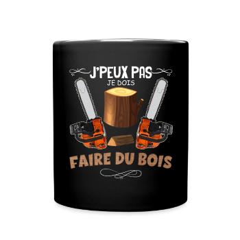 Le Bois Me Plaît Humour Tronçonneuse - Mug uni - noir - Devant