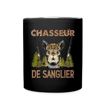 Chasseur De Sanglier Idée Cadeau Gibier - Mug uni - noir - Devant
