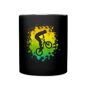 BMX Fahrrad Freestyle Rad Stunt BMX Fahrer - Tasse einfarbig - Schwarz - Vorne