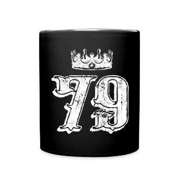 79 Zahl Krone - Tasse einfarbig - Schwarz - Vorne