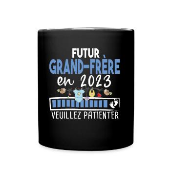 Futur Grand Frère 2023 Cadeau Naissance Bébé - Mug uni - noir - Devant
