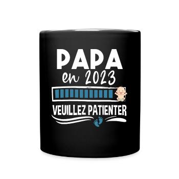 Papa 2023 Bébé Naissance Père Cadeau Humour - Mug uni - noir - Devant