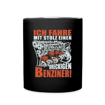 Ich fahre einen dreckigen Benziner Anti E-Auto - Tasse einfarbig - Schwarz - Vorne