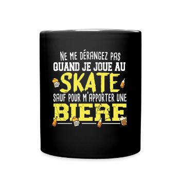 Skate Bière Skateboard Alcool Cadeau Humour Apéro - Mug uni - noir - Devant
