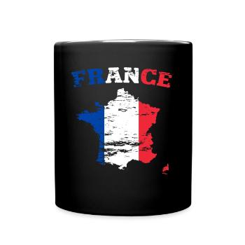 Carte murale de France Drapeau utilisé - Mug uni - noir - Devant