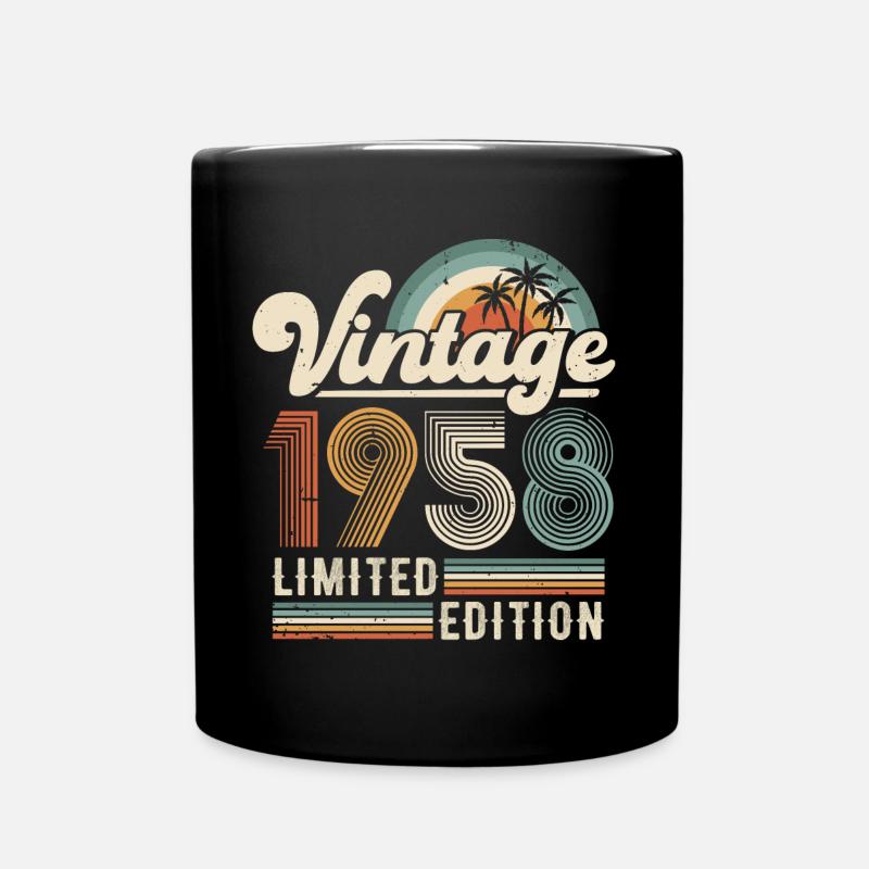 Vintage 1958 Jahrgang Retro Geburtstag Geschenk - Tasse einfarbig - Schwarz