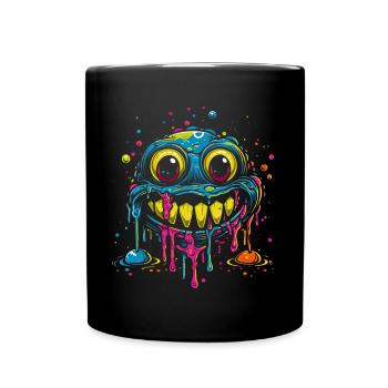 Crazy Melting Smilie Monster Psychedelic - Full Colour Mug - black - Front