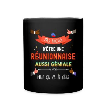 Femme Réunionnaise Géniale Drapeau La Réunion - Mug uni - noir - Devant