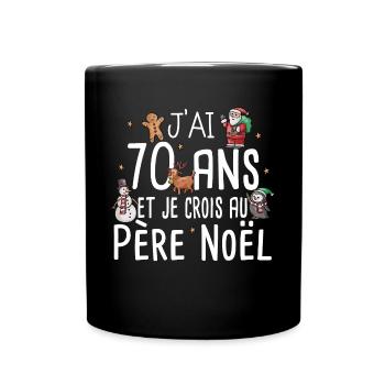 70 Ans Anniversaire Cadeau Père Noël Humour - Mug uni - noir - Devant