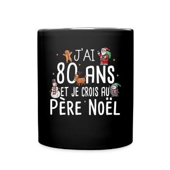 80 Ans Anniversaire Cadeau Père Noël Humour - Mug uni - noir - Devant